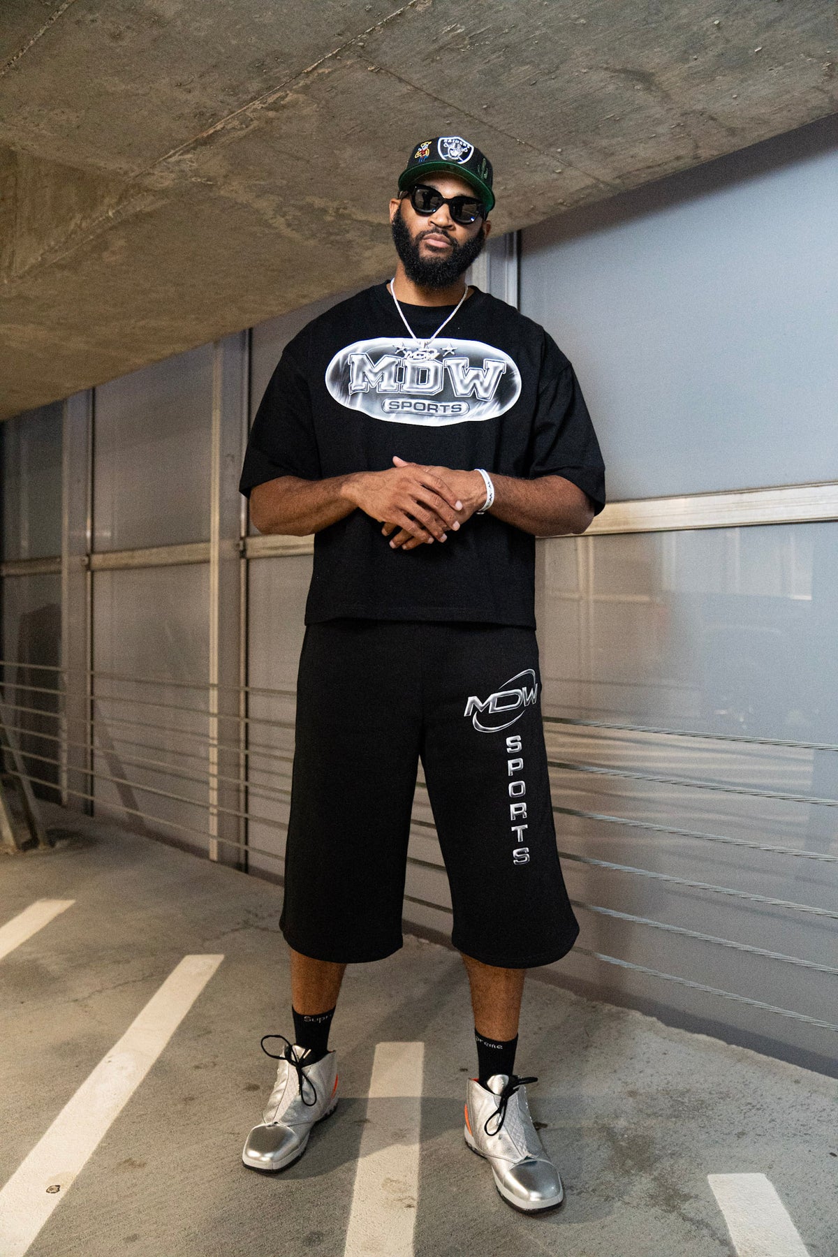 “Chrome” Black 3/4 Sweatshorts