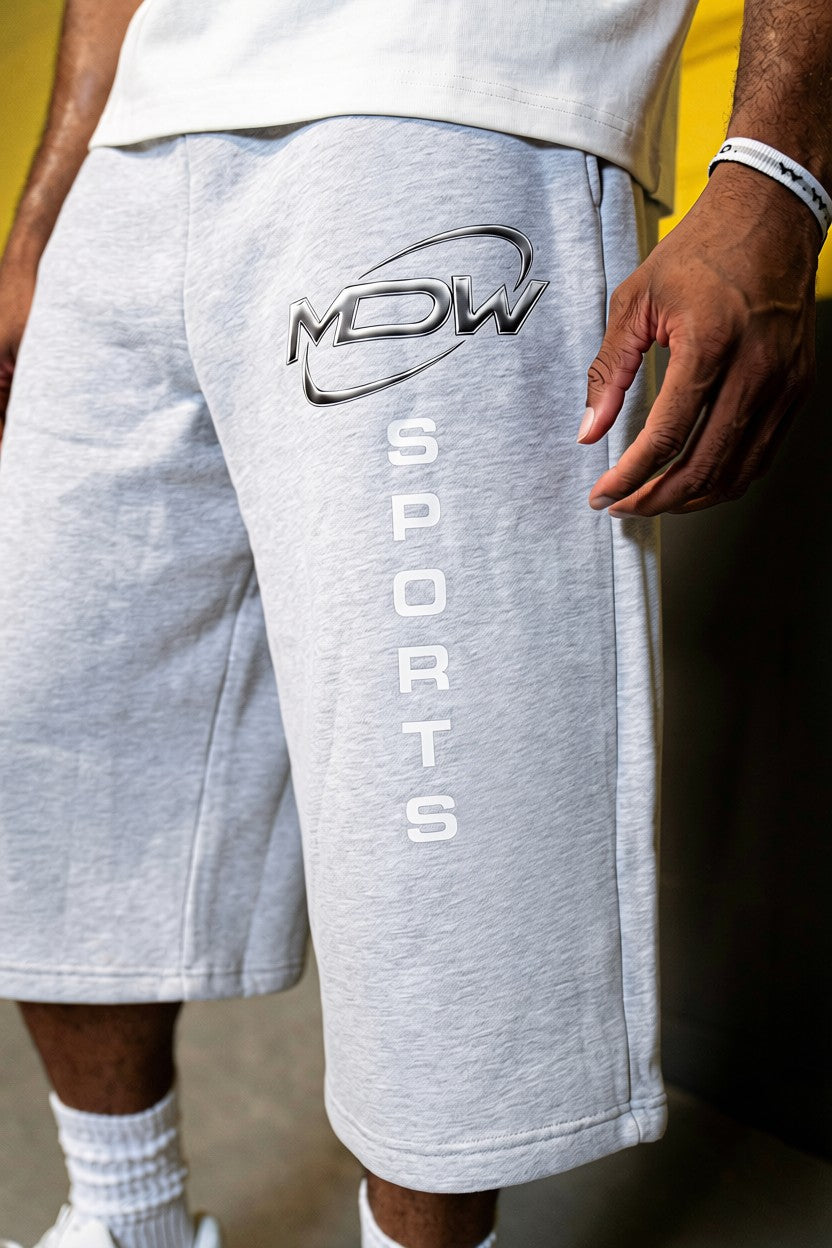 “Chrome” Grey 3/4 Sweatshorts