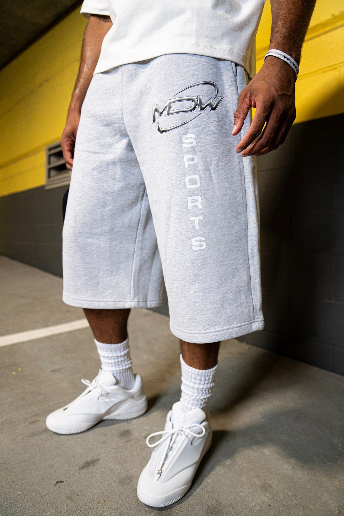 “Chrome” Grey 3/4 Sweatshorts